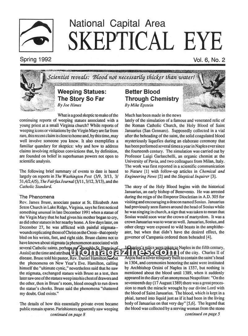 Cover of Skeptical Eye (NCAS) issue Vol. 6, No. 2: National Capital Area SKEPTICAL EYE