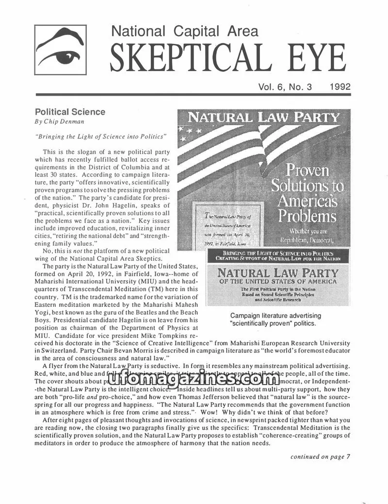 Cover of Skeptical Eye (NCAS) issue 3: National Capital Area SKEPTICAL EYE