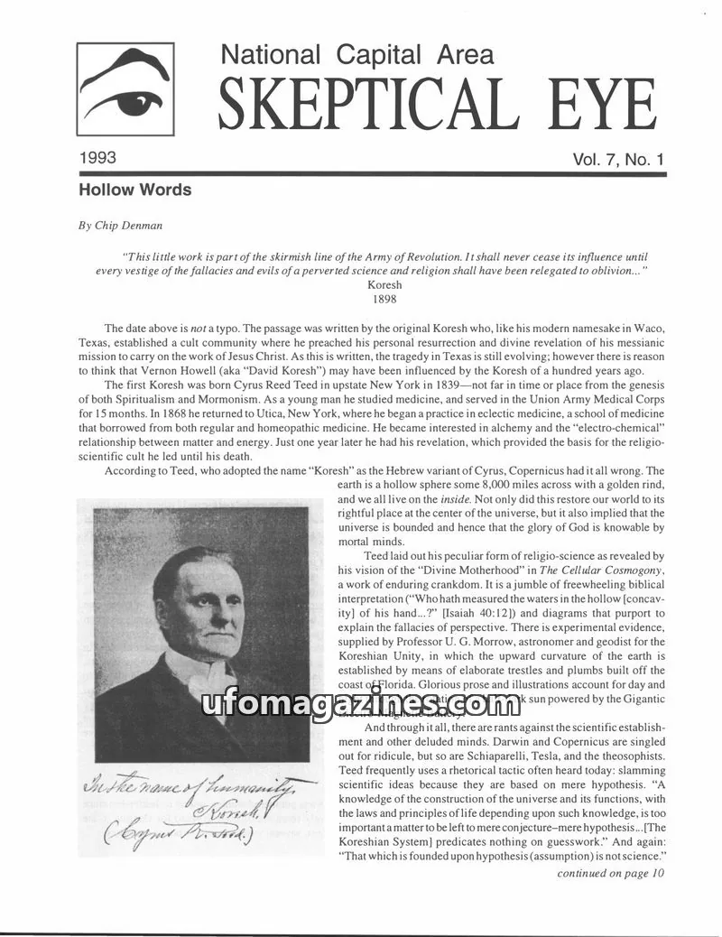 Cover of Skeptical Eye (NCAS) issue Vol. 7, No. 1: National Capital Area SKEPTICAL EYE
