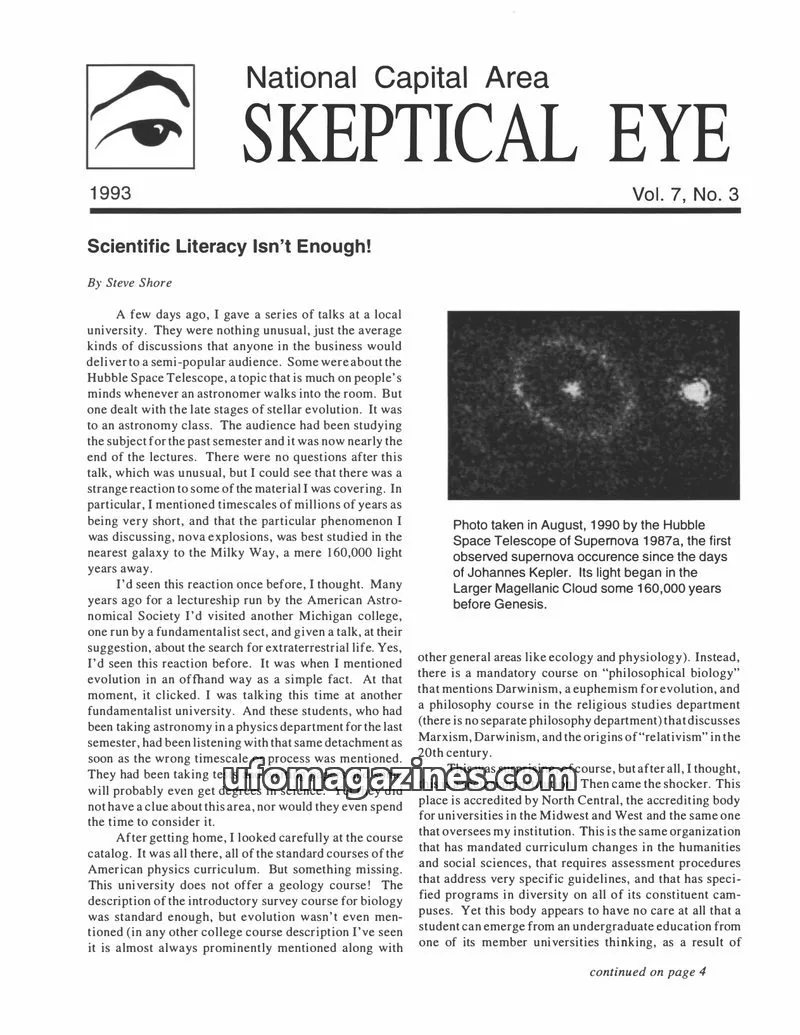 Cover of Skeptical Eye (NCAS) issue No. 3: National Capital Area SKEPTICAL EYE