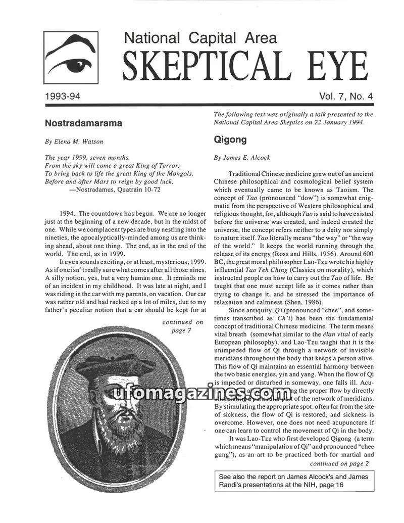 Cover of Skeptical Eye (NCAS) issue Vol. 7, No. 4: National Capital Area SKEPTICAL EYE