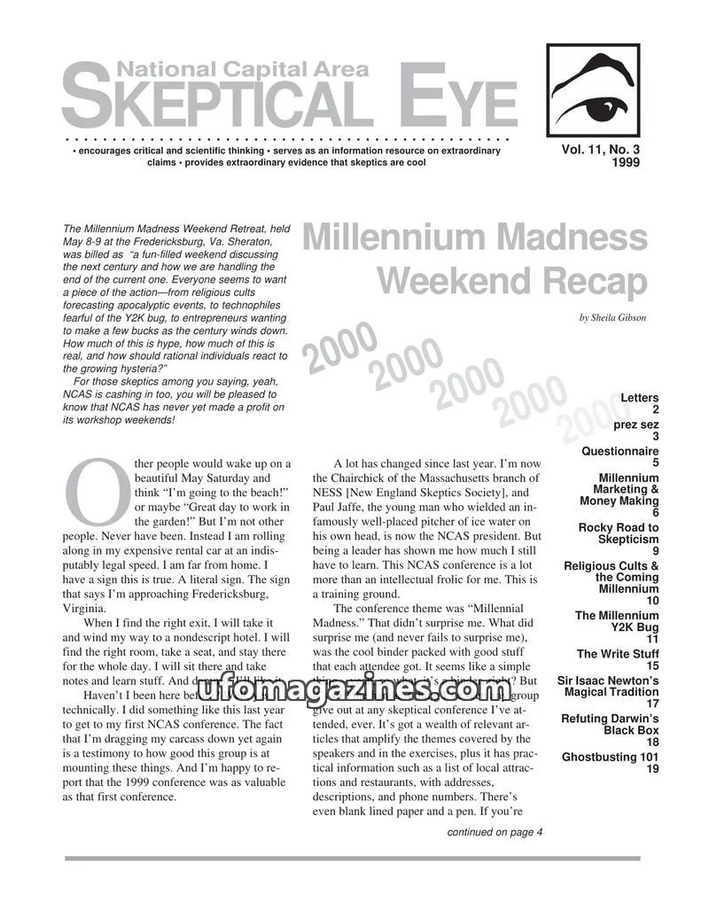 Cover of Skeptical Eye (NCAS) issue No. 3: National Capital Area SKEPTICAL EYE