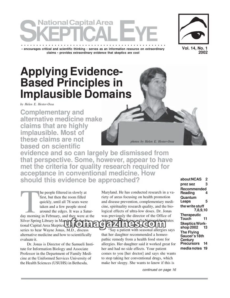 Cover of Skeptical Eye (NCAS) issue No. 1: National Capital Area SKEPTICAL EYE