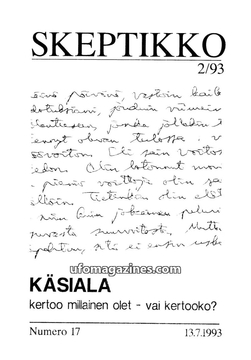 Cover of Skeptikko issue 2/93: SKEPTIKKO