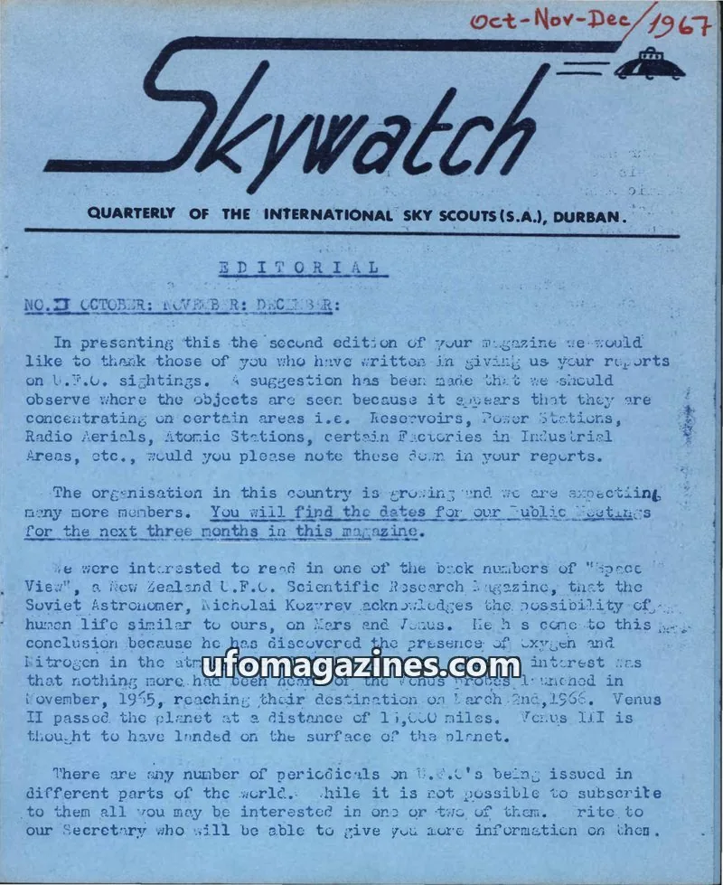 Cover of Skywatch (Contact) issue October: November: December: Skywatch