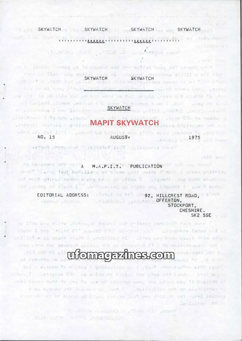 Cover of Skywatch (MAPIT) issue 15: SKYWATCH