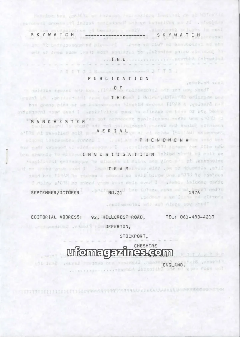 Cover of Skywatch (MAPIT) issue 21: SKYWATCH