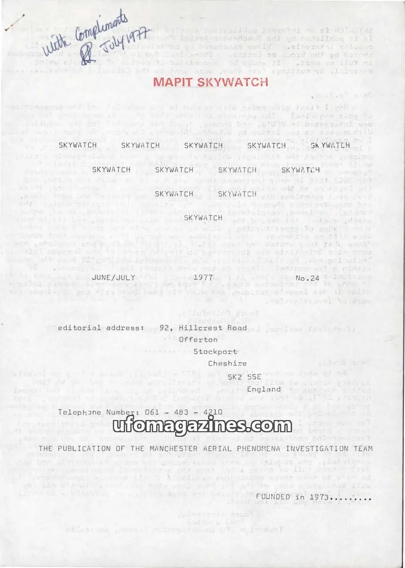 Cover of Skywatch (MAPIT) issue No.24: MAPIT SKYWATCH