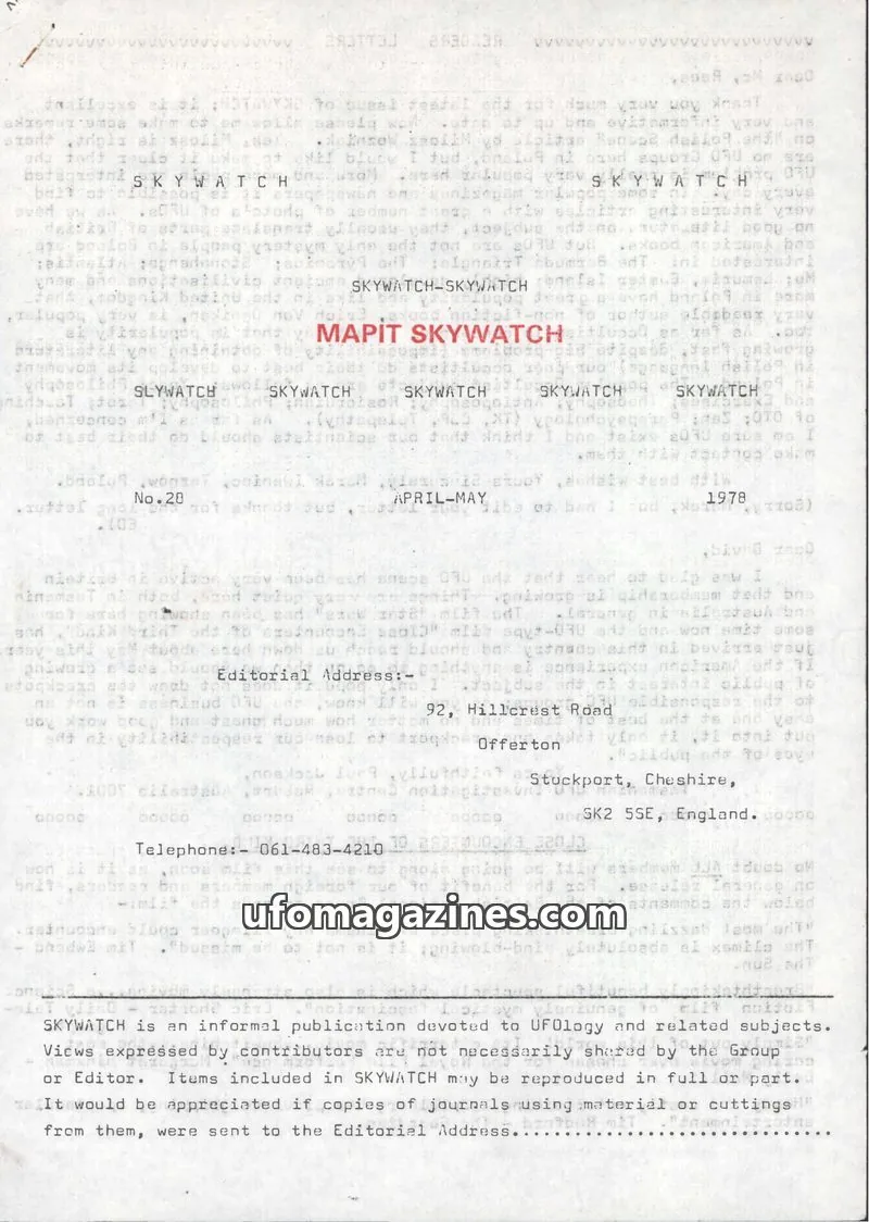 Cover of Skywatch (MAPIT) issue 28: SKYWATCH