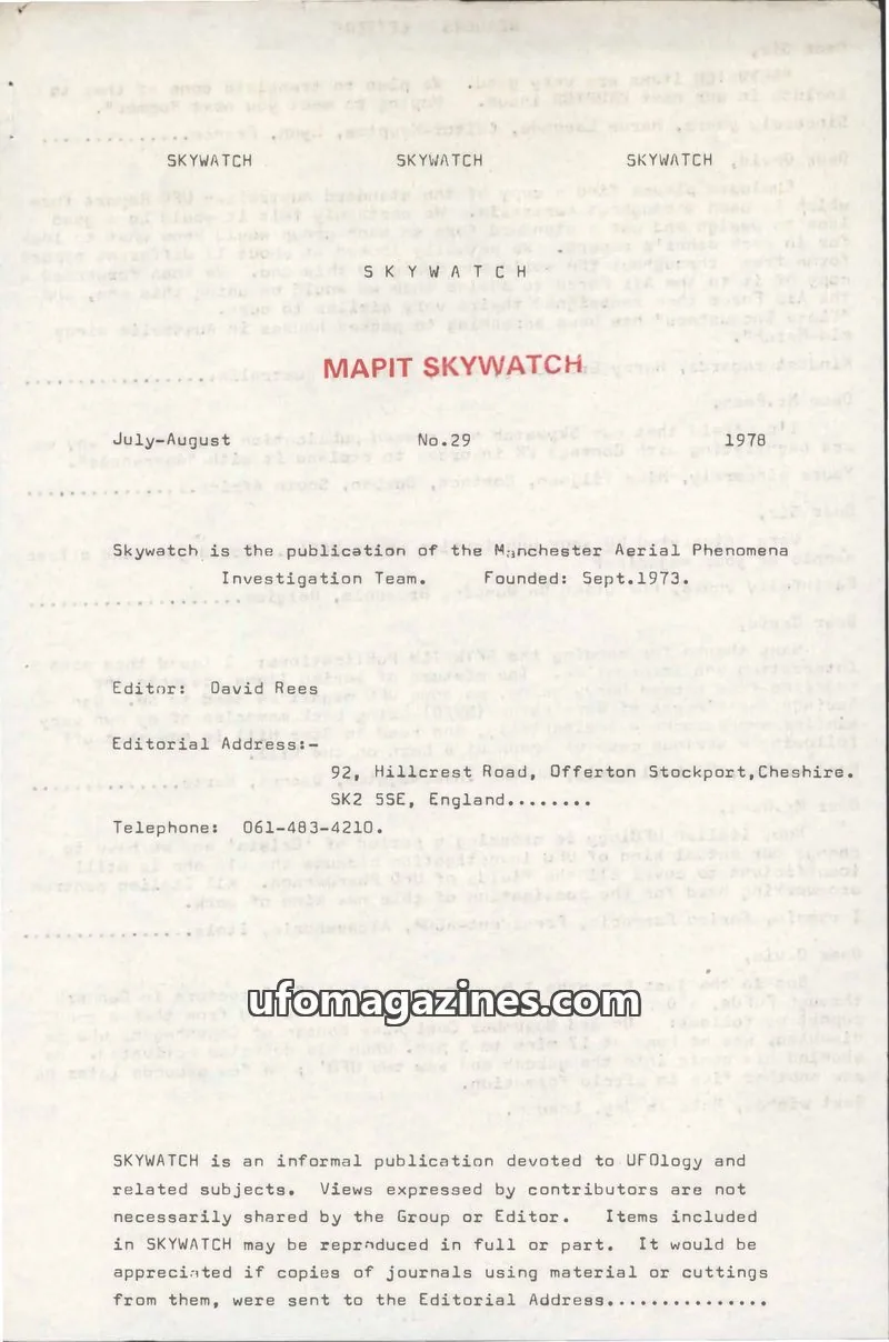 Cover of Skywatch (MAPIT) issue 29: MAPIT SKYWATCH