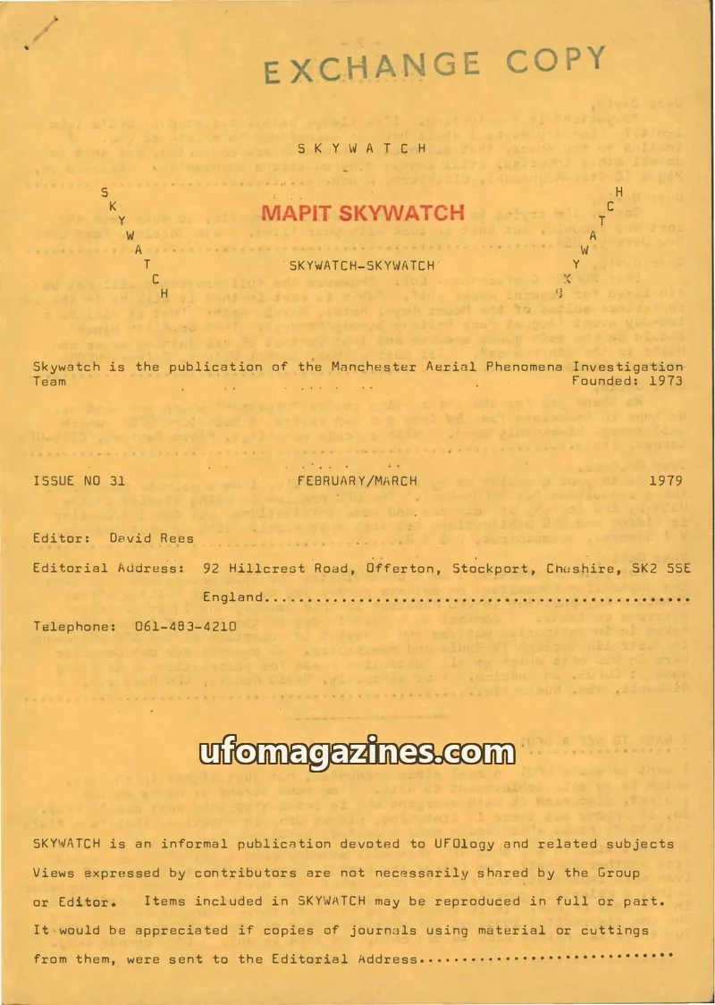 Cover of Skywatch (MAPIT) issue 31: SKYWATCH