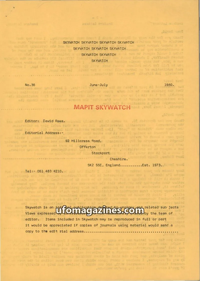 Cover of Skywatch (MAPIT) issue 36: Skywatch