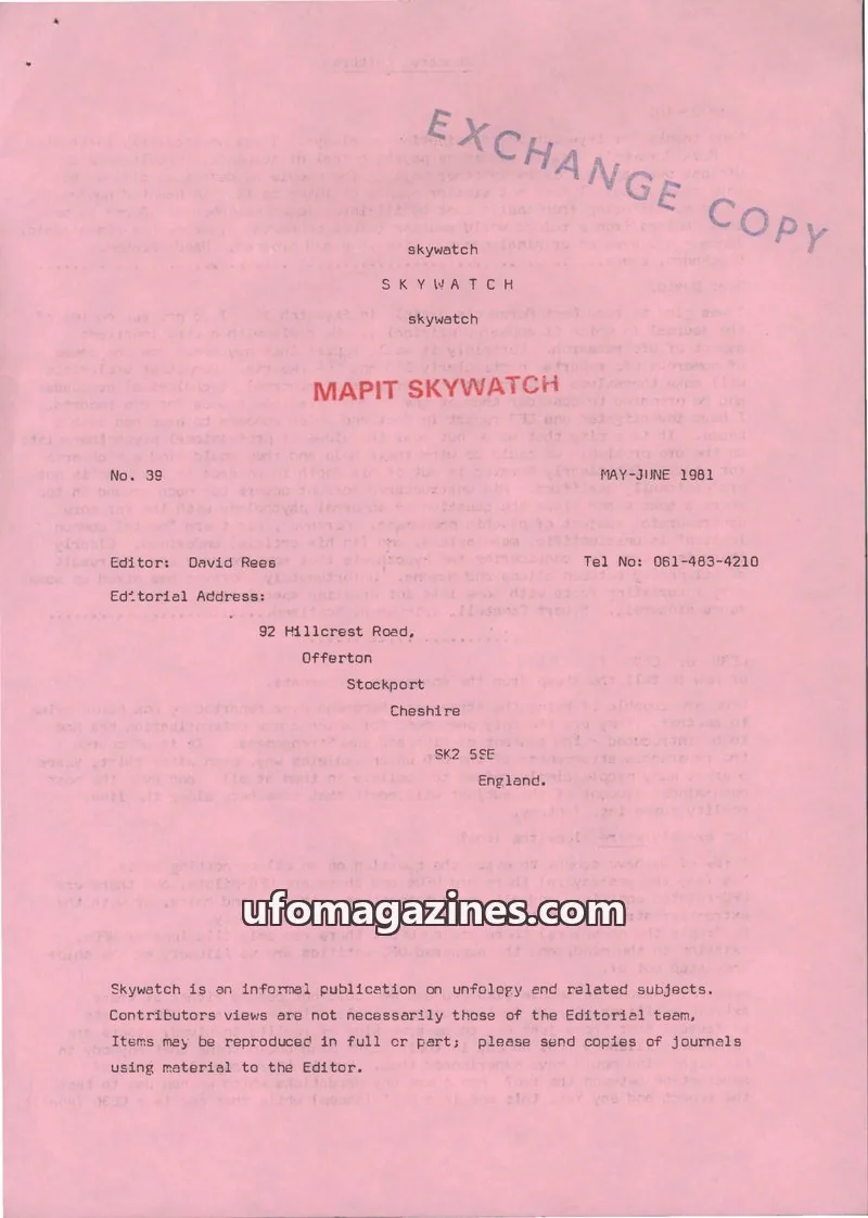 Cover of Skywatch (MAPIT) issue No. 39: SKYWATCH