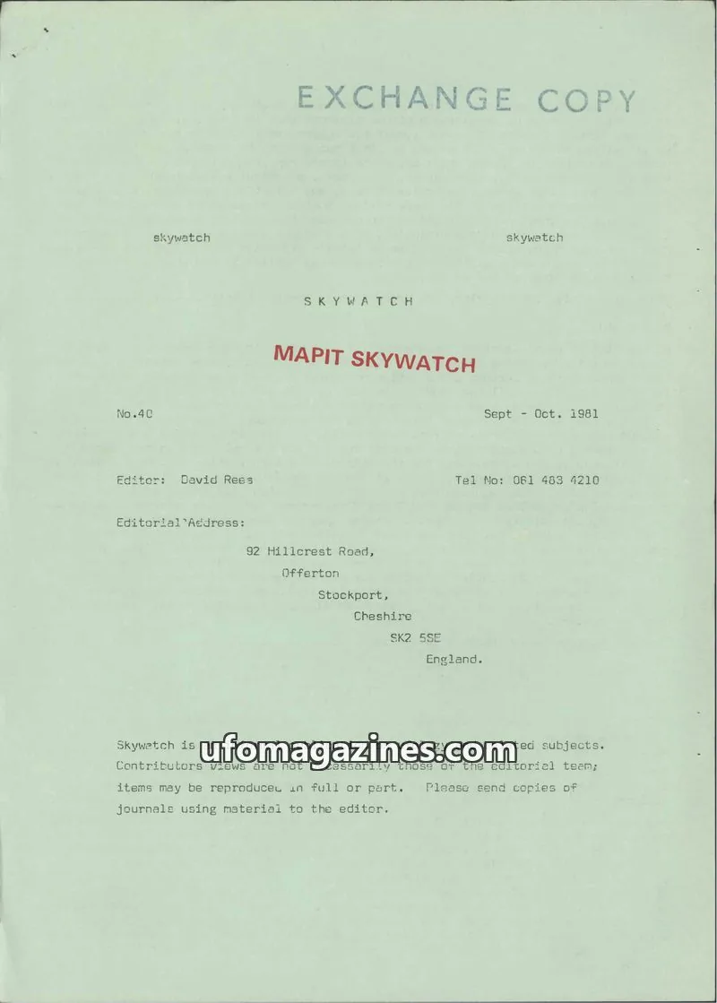 Cover of Skywatch (MAPIT) issue No.40: SKYWATCH