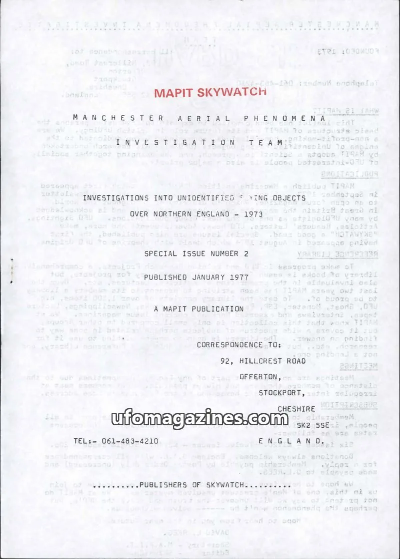 Cover of Skywatch (MAPIT) issue SPECIAL ISSUE NUMBER 2: MAPIT SKYWATCH