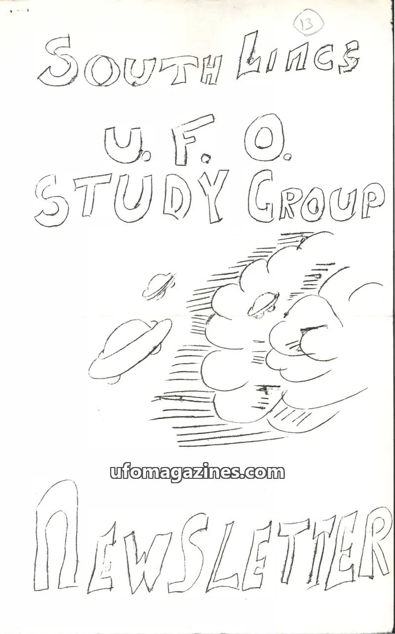 Cover of SOUTH LINCOLNSHIRE UNIDENTIFIED FLYING OBJECT STUDY GROUP issue No. 13: SOUTH LINCS UFO STUDY GROUP NEWSLETTER