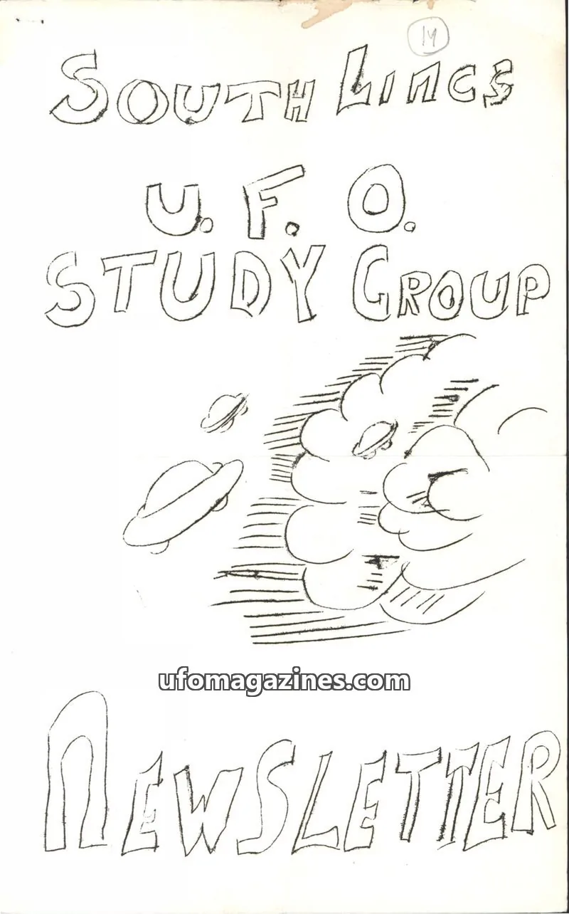 Cover of South Lincs UFO Study Group issue 14: SOUTH LINCS U.F.O. STUDY GROUP NEWSLETTER