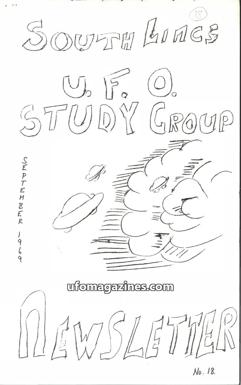 Cover of South Lines U.F.O. Study Group issue 18: SOUTH LINES U.F.O. STUDY GROUP NEWSLETTER