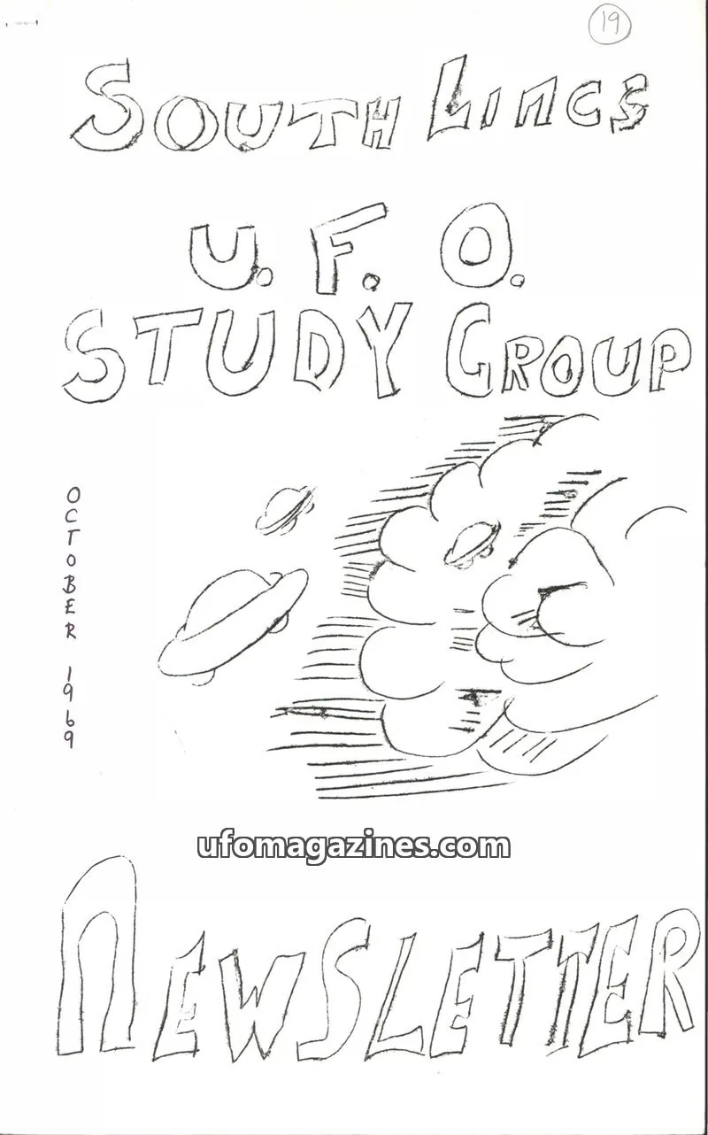 Cover of South Lincs UFO Study Group issue 19: SOUTH LINES U.F.O. STUDY GROUP NEWSLETTER