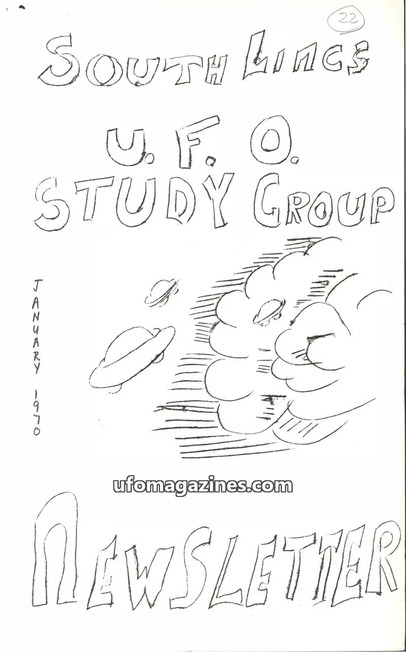 Cover of South Lincs UFO Study Group issue 22: SOUTH LINCS U.F.O. STUDY GROUP NEWSLETTER