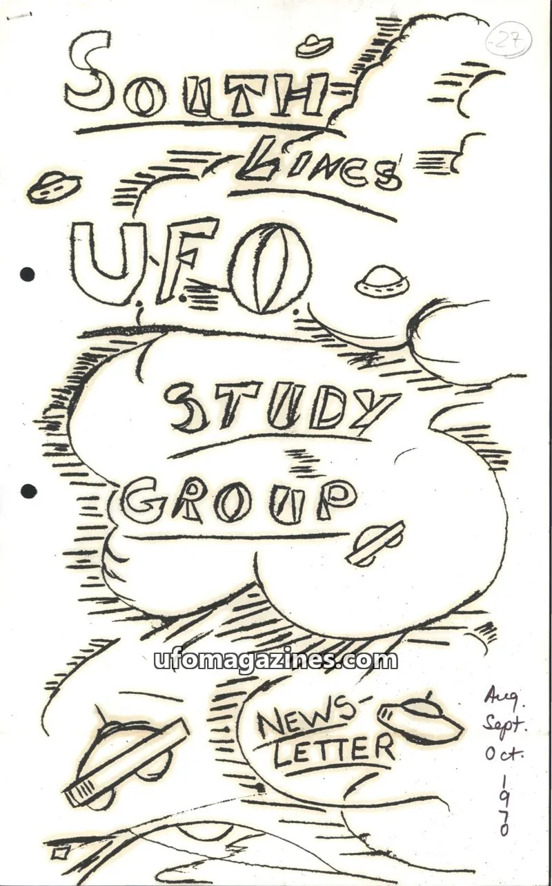Cover of South Lincs UFO Study Group issue 27: SOUTH LINES UFO STUDY GROUP NEWS LETTER