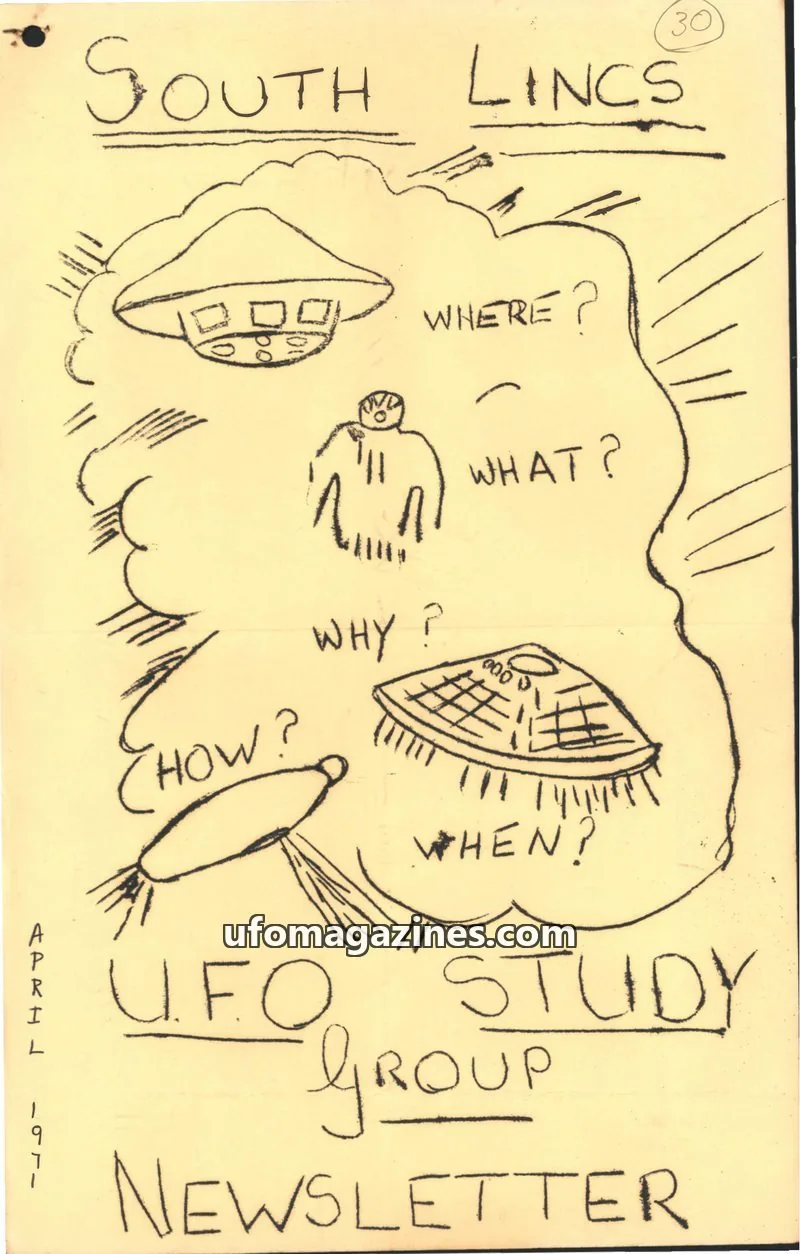 Cover of South Lincs UFO Study Group issue 30: SOUTH LINCS UFO STUDY GROUP NEWSLETTER