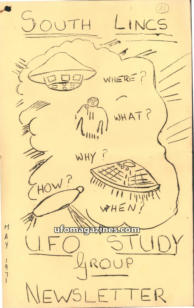 Cover of South Lincs UFO Study Group issue 31: SOUTH LINCS UFO STUDY GROUP NEWSLETTER