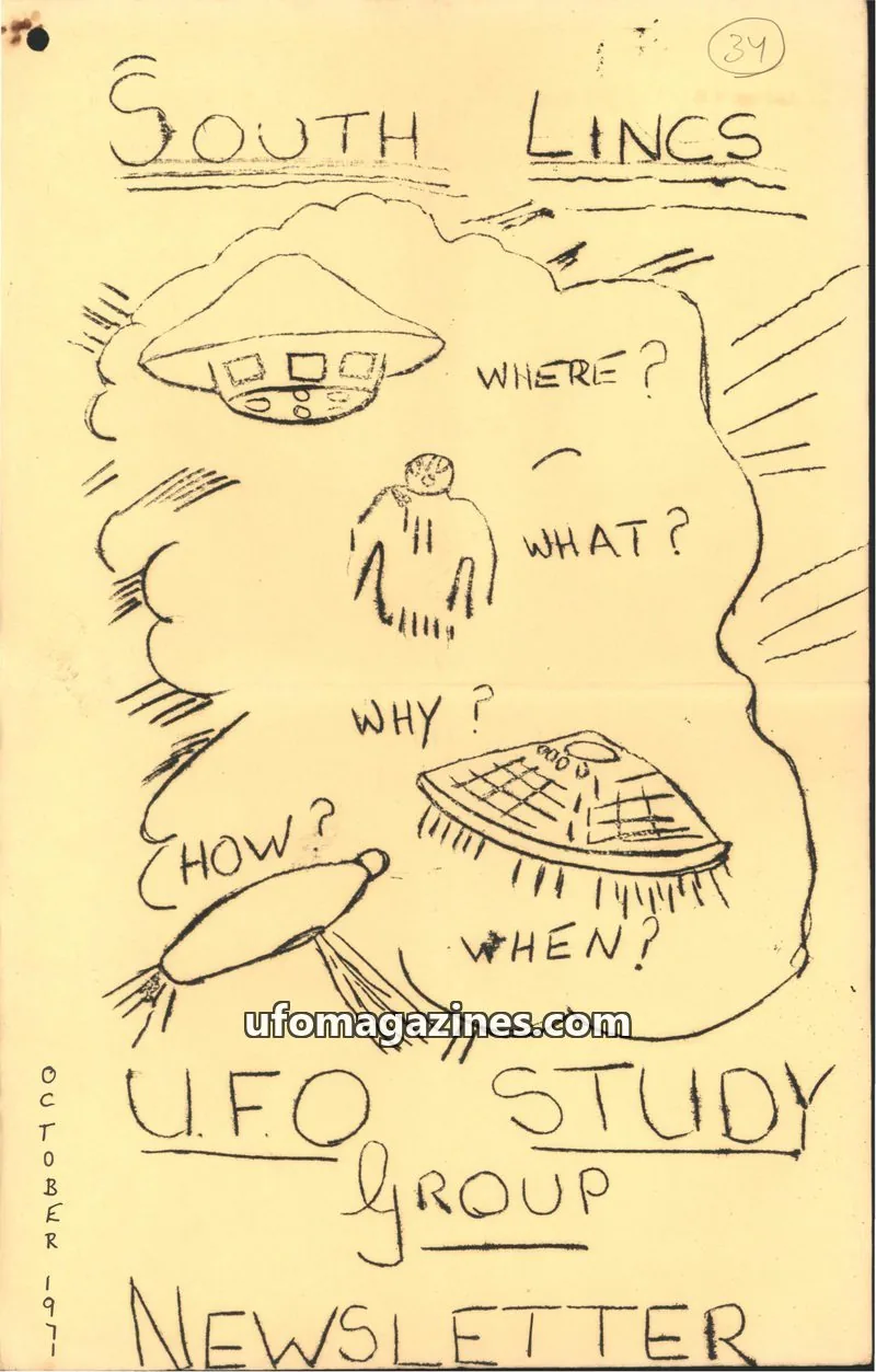 Cover of South Lincs UFO Study Group issue 34: SOUTH LINCS UFO STUDY GROUP NEWSLETTER