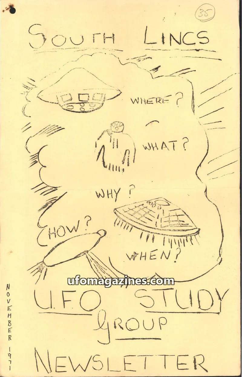 Cover of South Lincs UFO Study Group issue 35: SOUTH LINCS UFO STUDY GROUP NEWSLETTER