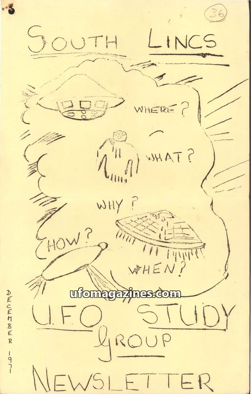 Cover of South Lincs UFO Study Group issue 36: UFO STUDY GROUP NEWSLETTER