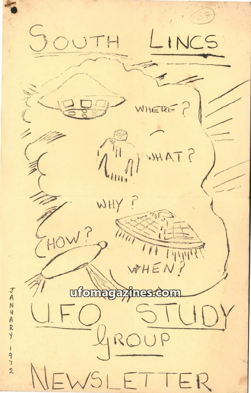 Cover of South Lincs UFO Study Group issue 37: SOUTH LINCS UFO STUDY GROUP NEWSLETTER