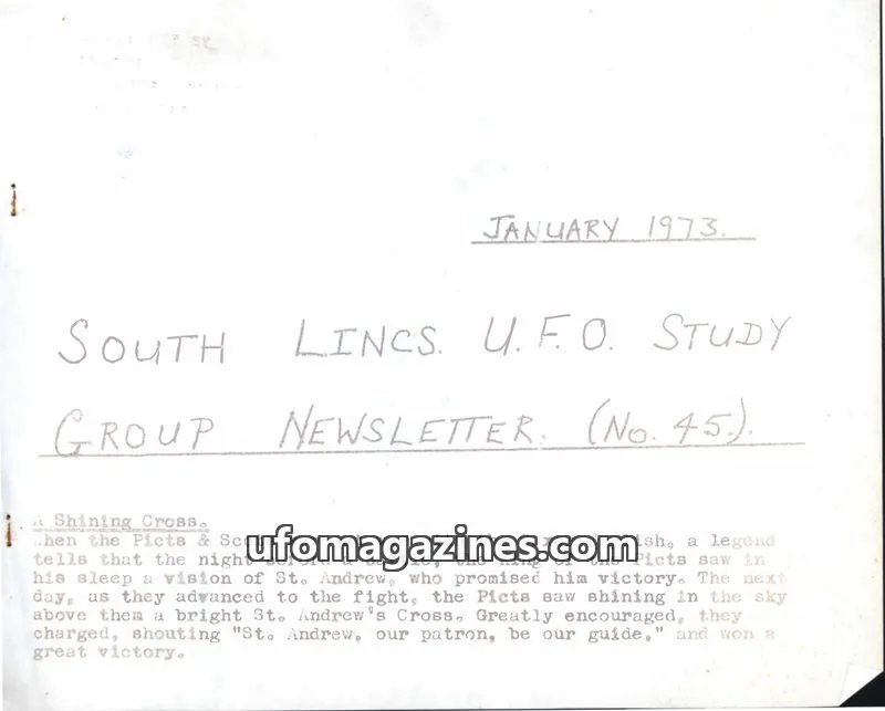 Cover of South Lincs UFO Study Group issue 45: SOUTH LINCS. U.F.O. STUDY GROUP NEWSLETTER