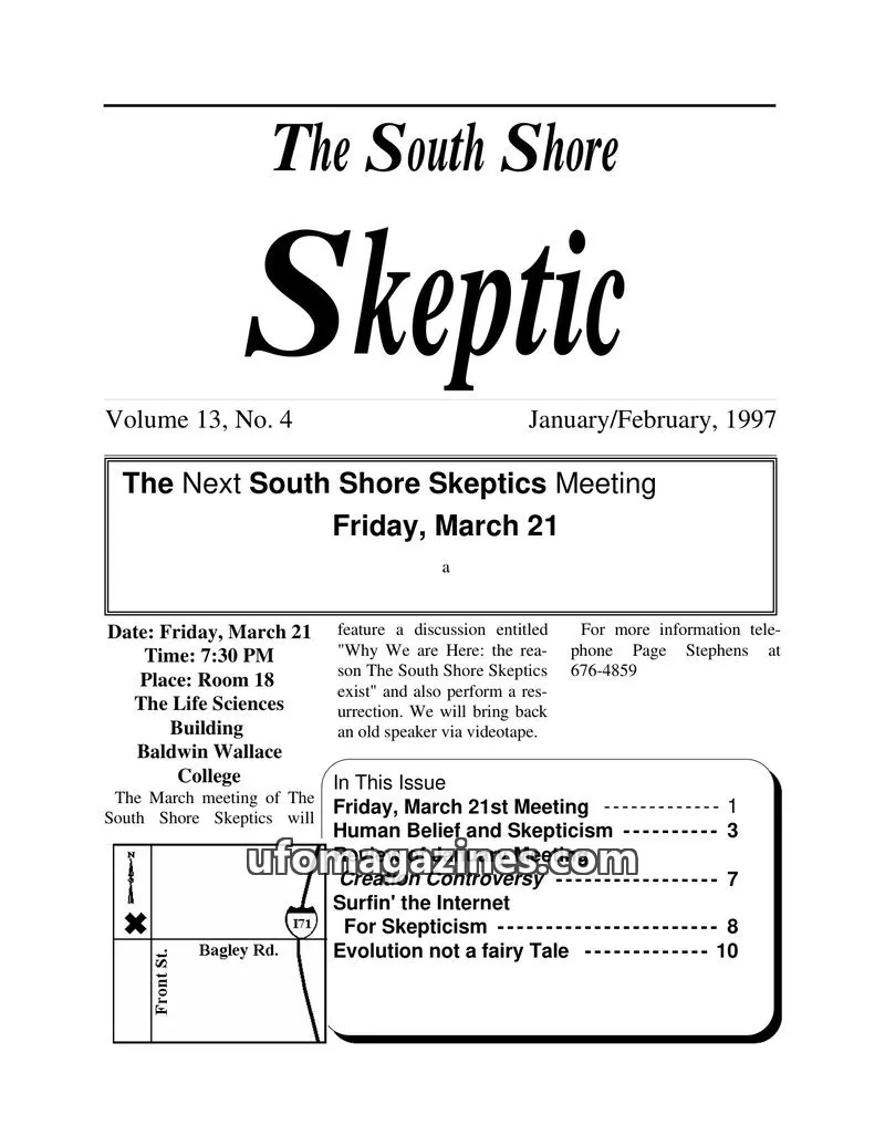 Cover of South Shore Skeptic issue 13, No. 4: The South Shore Skeptic