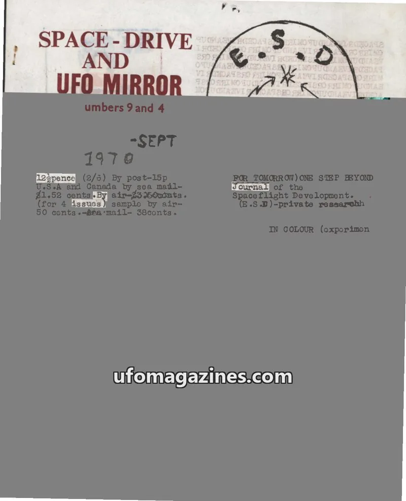 Cover of Space Drive (Ed Harris) issue 9 and 4: SPACE-DRIVE AND UFO MIRROR