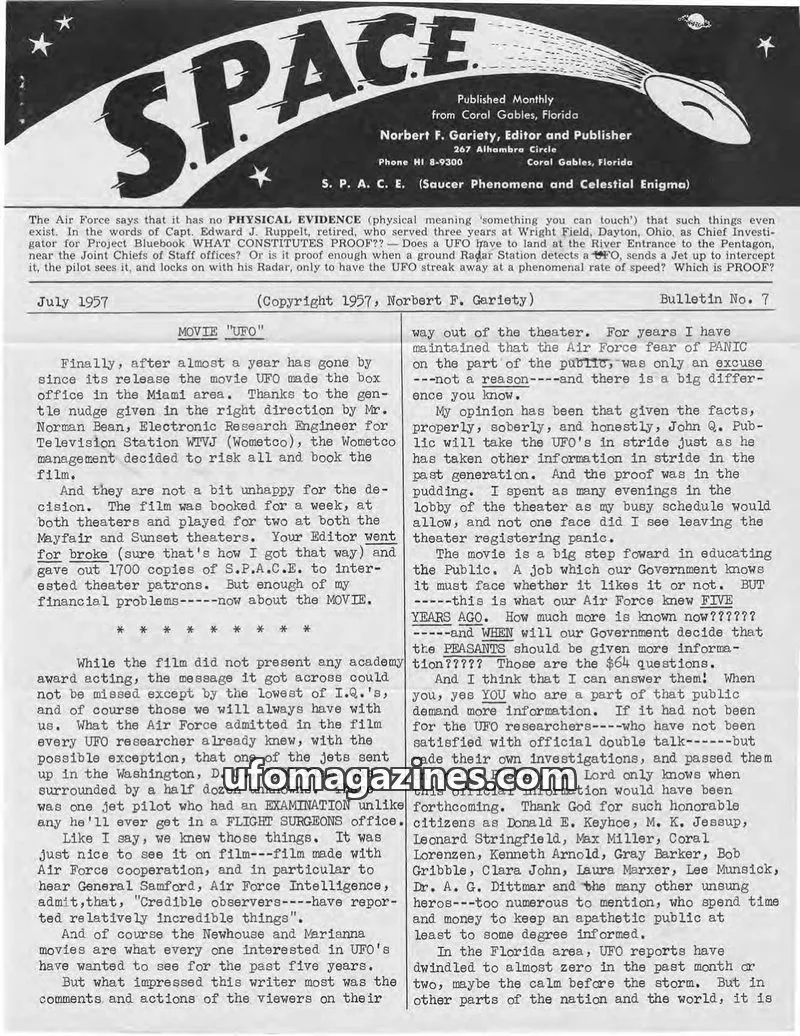 Cover of SPACE (Norbert Gariety) issue No. 7: S.P.A.C.E.