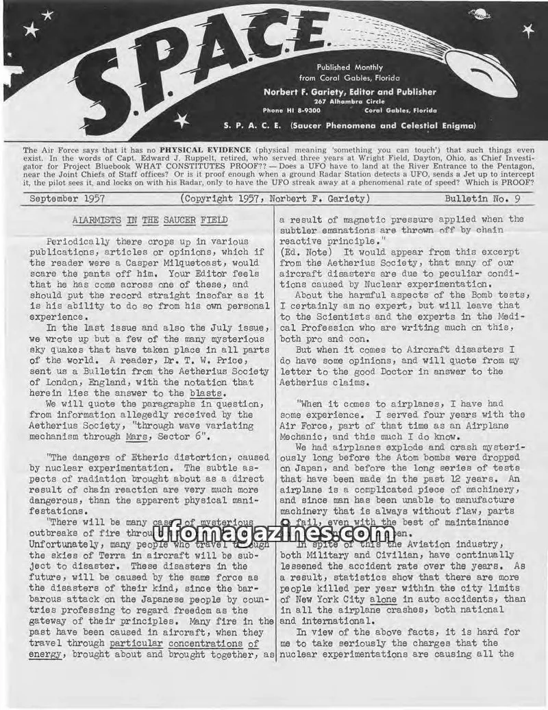 Cover of SPACE (Norbert Gariety) issue 9: SPACE