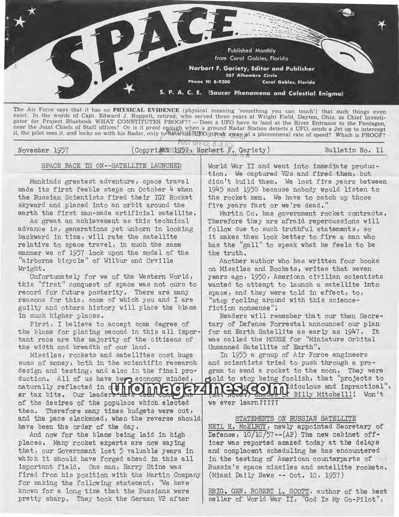 Cover of SPACE (Norbert Gariety) issue No. 11: S. P. A. C. E.