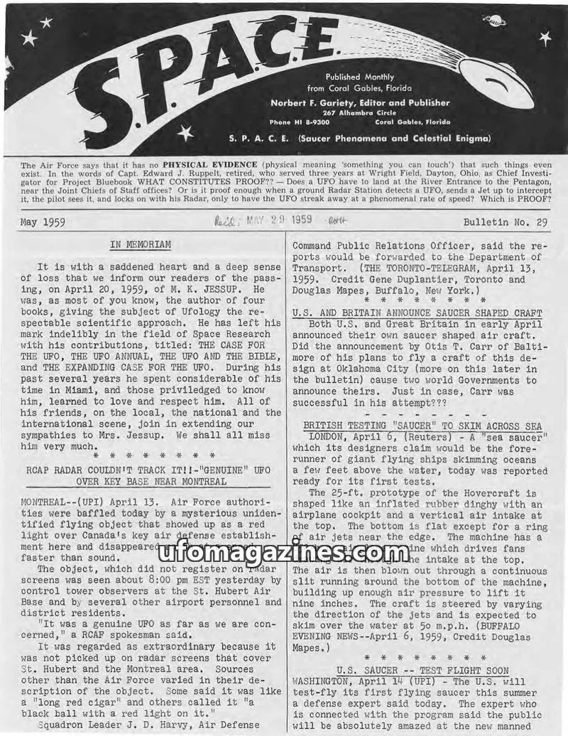 Cover of SPACE (Norbert Gariety) issue No. 29: SPACE