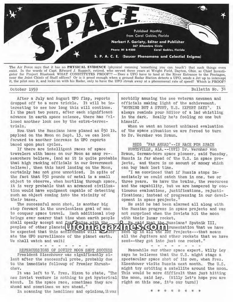 Cover of SPACE (Norbert Gariety) issue No. 34: S. P. A. C. E.