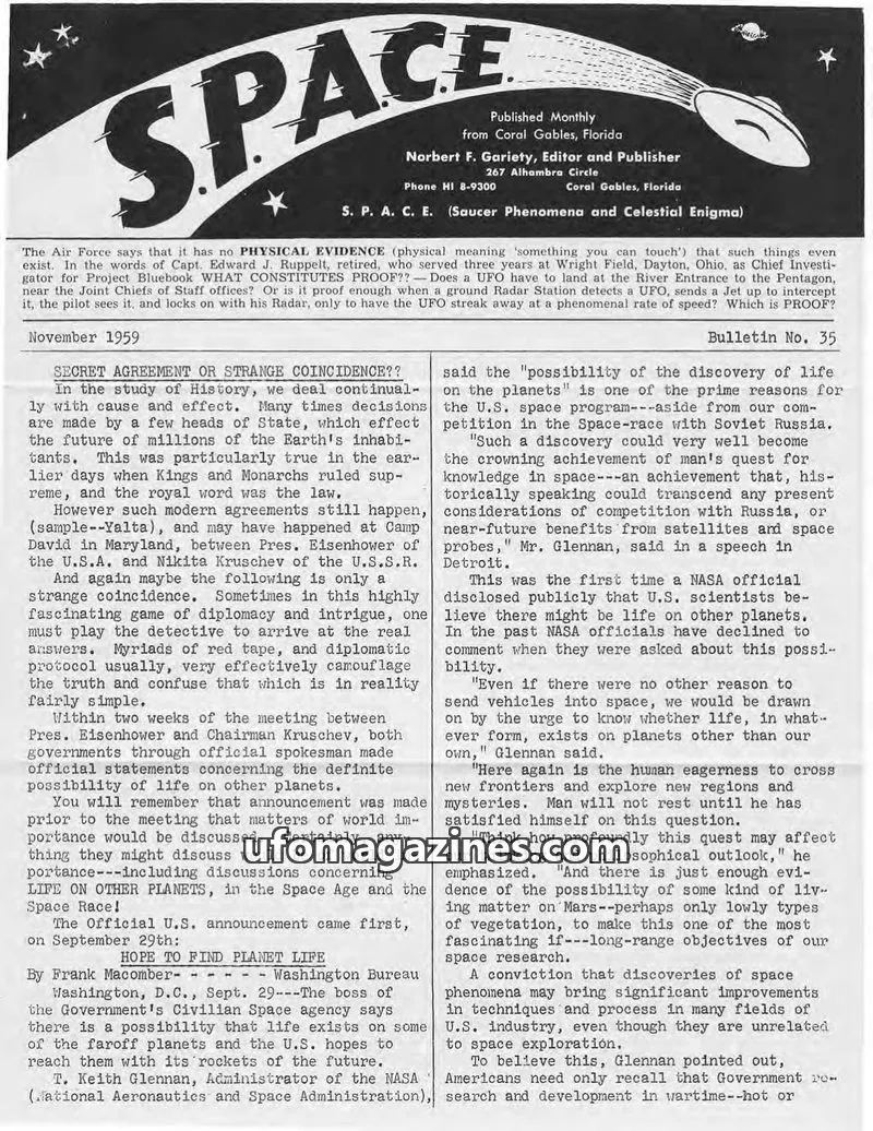 Cover of SPACE (Norbert Gariety) issue No. 35: S. P. A. C. E.