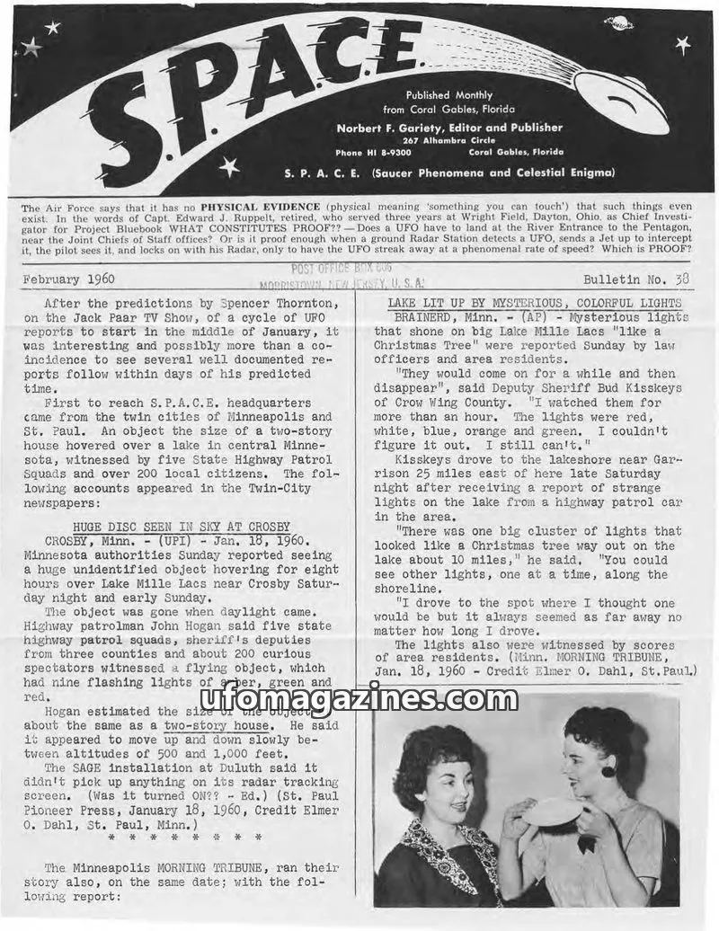Cover of SPACE (Norbert Gariety) issue February 1960: S. P. A. C. E.