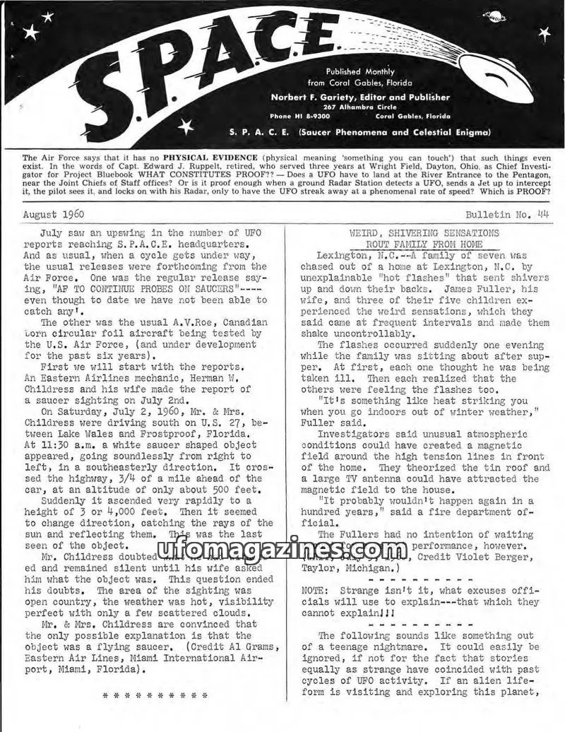Cover of SPACE (Norbert Gariety) issue No. 44: SPACE