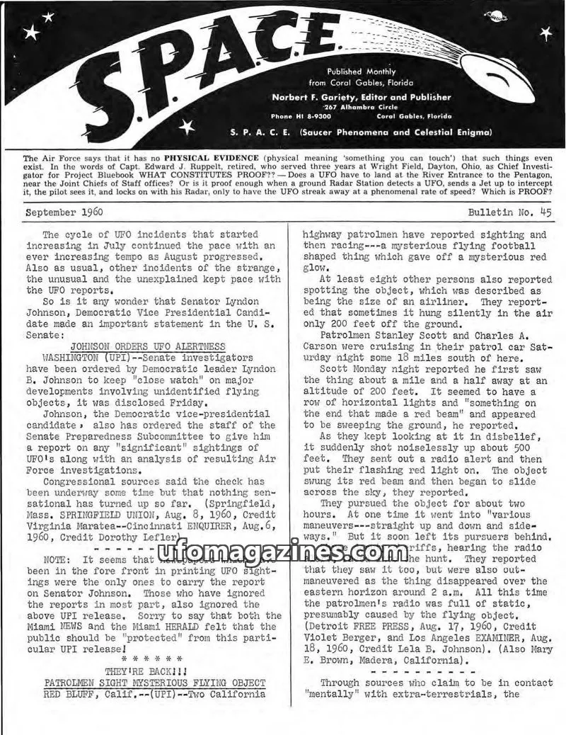 Cover of SPACE (Norbert Gariety) issue September 1960: SPACE