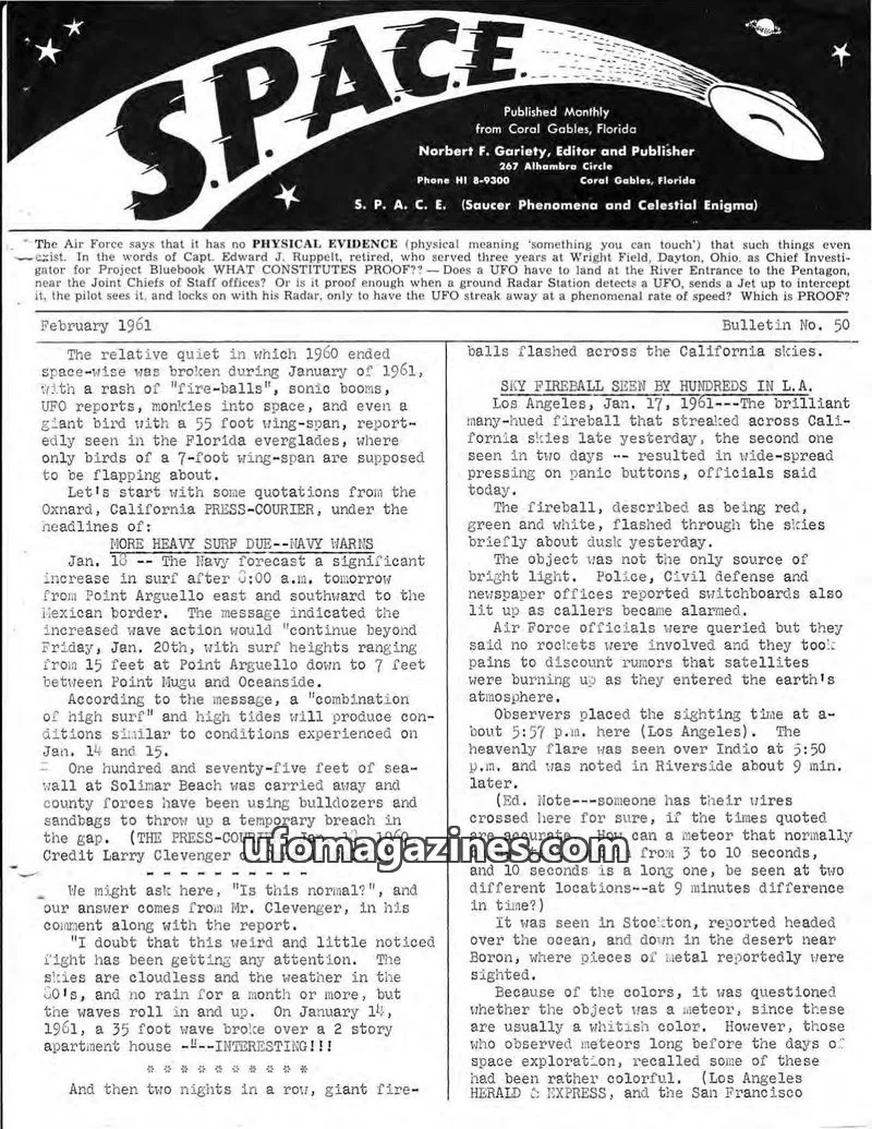 Cover of SPACE (Norbert Gariety) issue Bulletin No. 50: SPACE