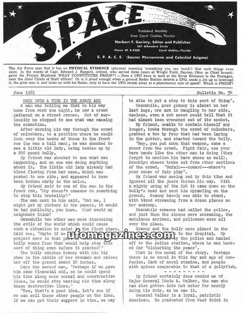 Cover of SPACE (Norbert Gariety) issue 54: S. P. A. C. E.