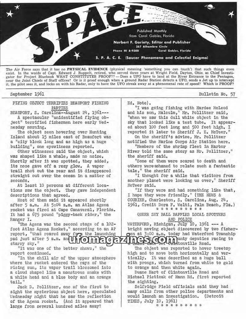 Cover of SPACE (Norbert Gariety) issue No. 57: SPACE