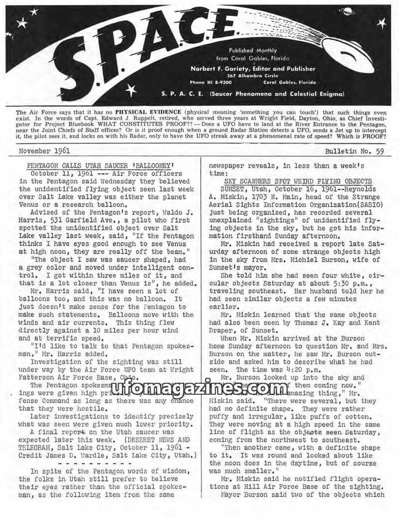 Cover of SPACE (Norbert Gariety) issue No. 59: S.P.A.C.E.