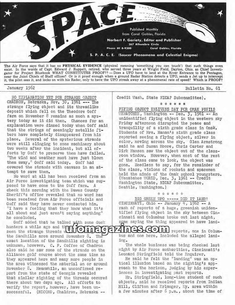 Cover of SPACE (Norbert Gariety) issue Bulletin No. 61: S. P. A. C. E.