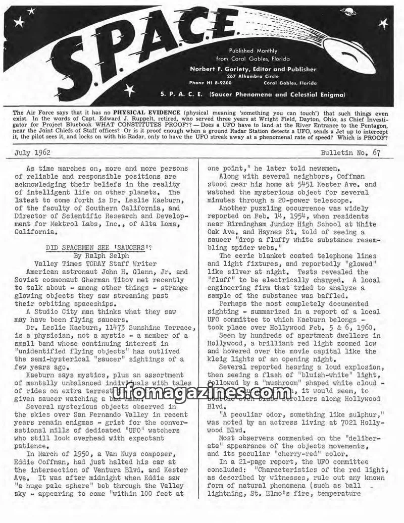 Cover of SPACE (Norbert Gariety) issue 67: SPACE