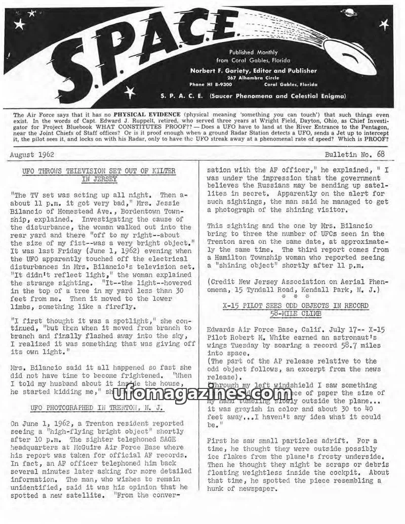 Cover of SPACE (Norbert Gariety) issue Bulletin No. 68: SPACE